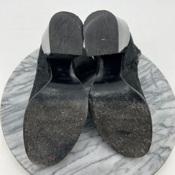 Giampaolo Bootie Women 38 Crinkle Gloss Black Reflective Square Heel Ankle Boots - Picture 10 of 13